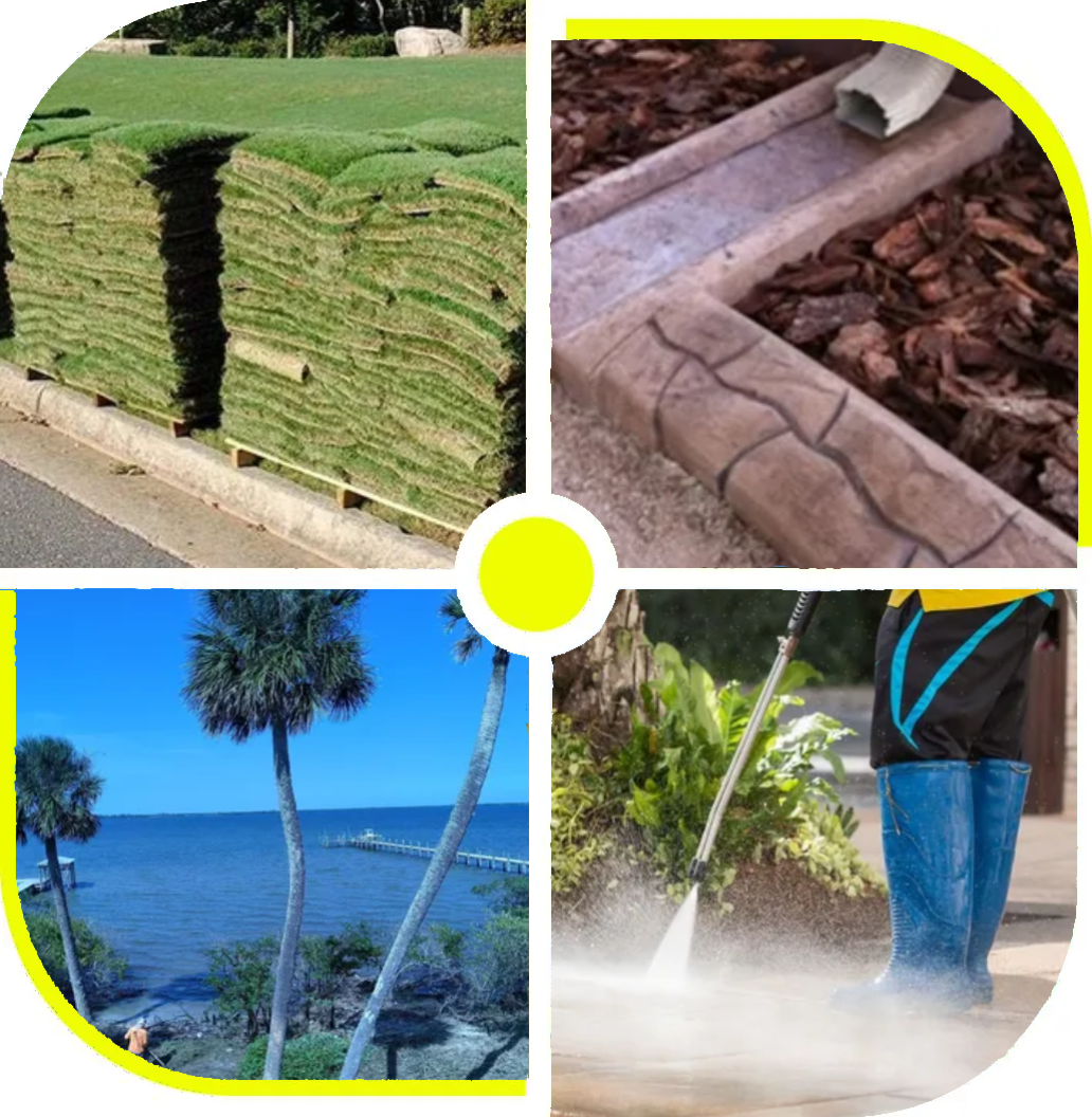 A collage of different types of landscaping materials.