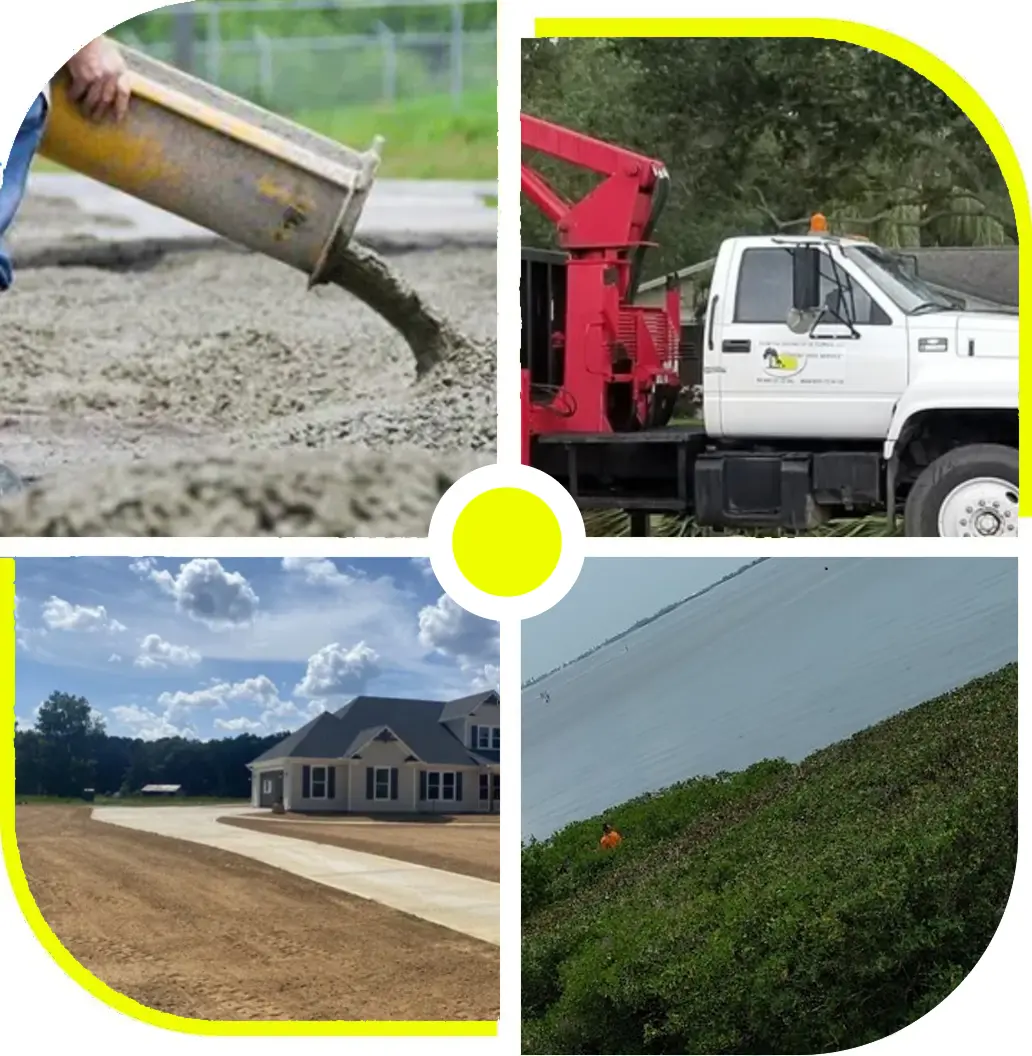 A picture of construction equipment and trees.